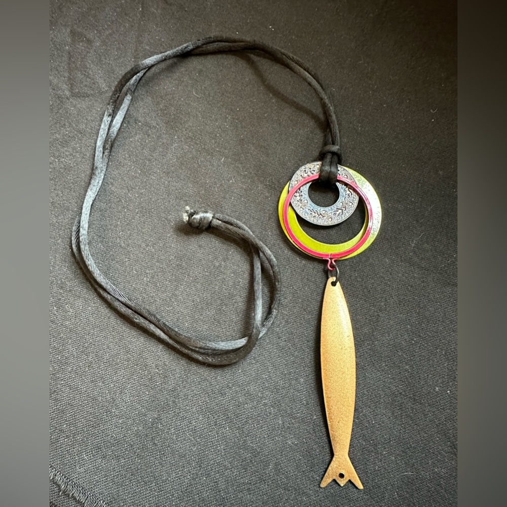 Art Deco Fish Pendant on Chord - Picture 3 of 3